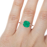 Anillo Oro Rosa Esmeralda 1.90 ct y Diamantes .06 ctw