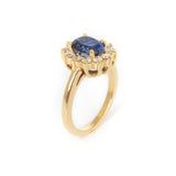 Anillo Oro Amarillo Zafiro 2.70 ct y Diamantes Halo .70 ctw