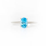 Solitario Oro Blanco Topacio Azul 1.00 ct