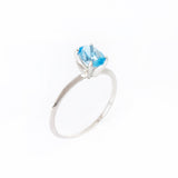 Solitario Oro Blanco Topacio Azul 1.00 ct